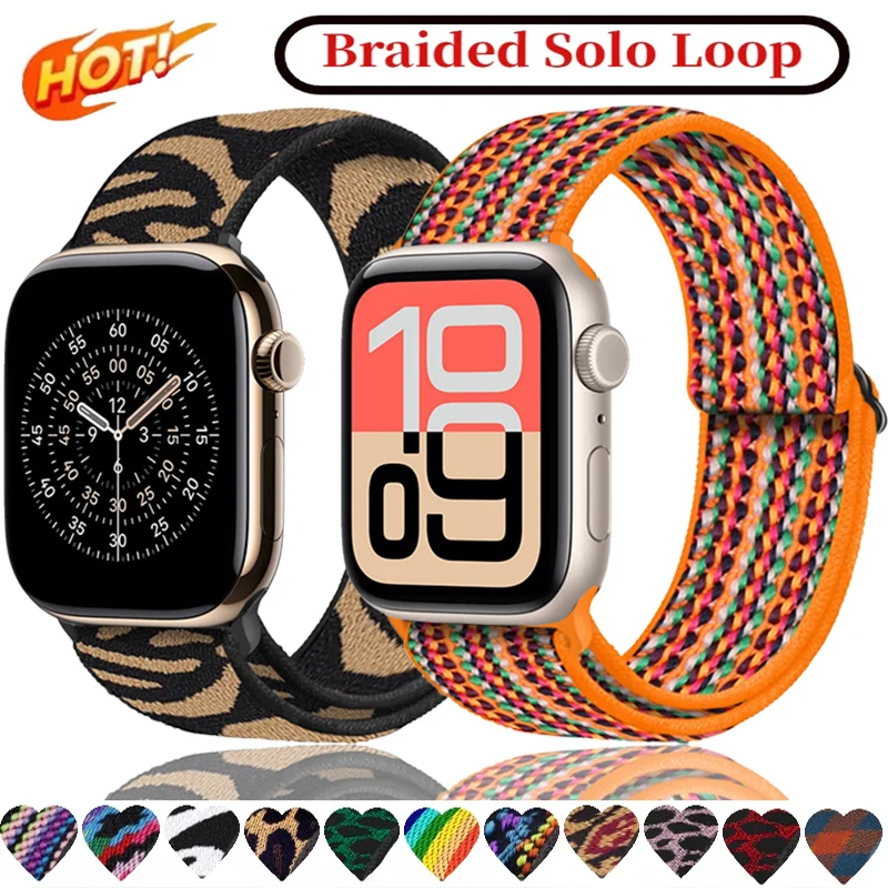 Braided Solo Loop Strap For Apple Watch Ultra 2 11 10 9 8 7 49/46/45/41mm Adjusting Nylon Wristband iWatch 6 5 4 SE 44mm 40/42mm