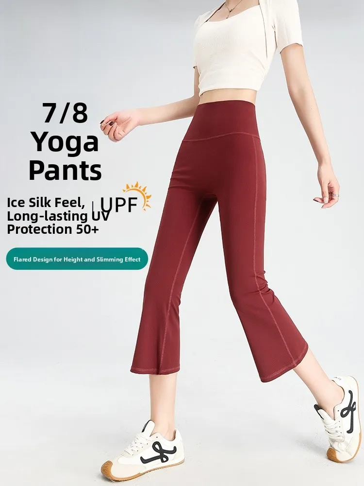 IJszijde Koel gevoel Yogabroek Hoge taille Afslankende verlenging Zomer Dunne zevenpunts uitlopende broek Fitn-broek voor dames