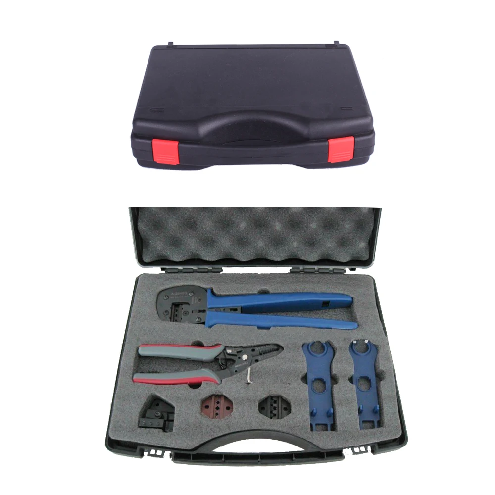 Solar Tool Cabinet Box Tool Set Kit With Crimping Plier Stripping Cutting Multi Box Hand Tool For MC 4 MC3 Solar Connectors Pins