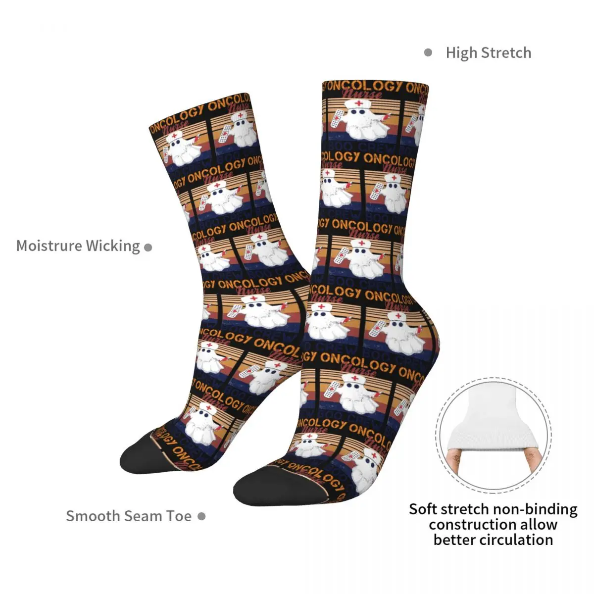 Oncology Boo Boo Crew Socks Harajuku Sweat Absorbing Stockings All Season Long Socks Accessories for Unisex Christmas Gifts