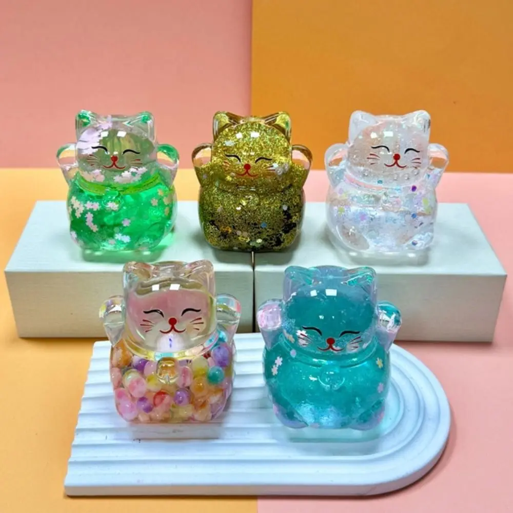 Nagaya fortuna gato doce cor gato bonecas brilhante bonito boneca ornamentos de mesa adorável mini gato dos desenhos animados modelo brinquedo jóias presentes