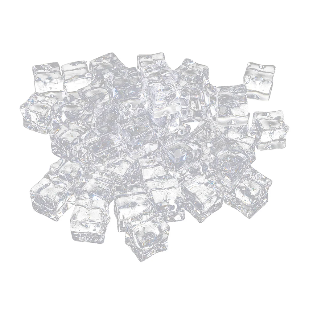 

50 Pcs Ice Cubes for Decor Reusable Stone Fake Props Photography Acrylic Transparent