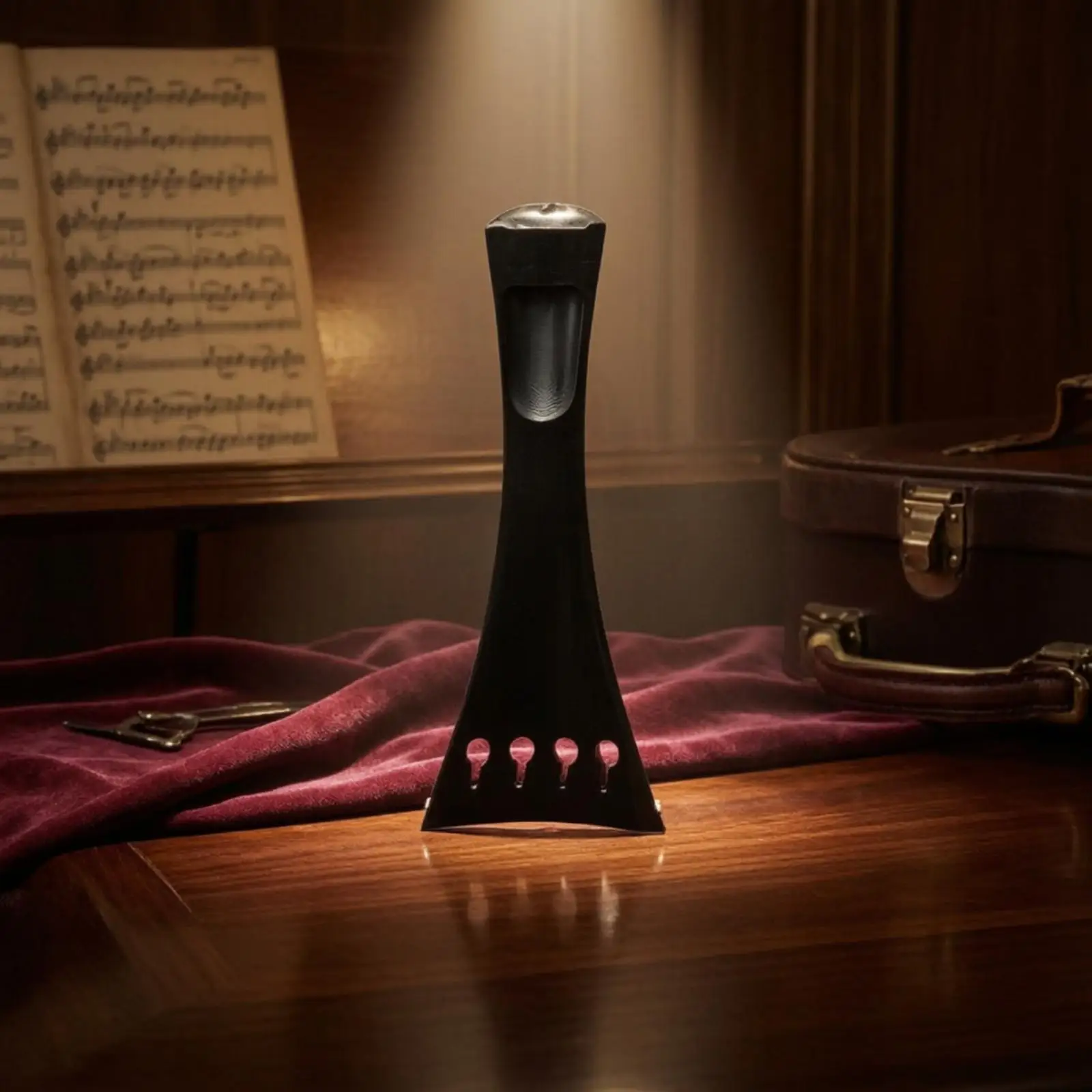 Premium Ebony Violin Tailpiece with Elegant Boxwood Stripe for Violin Accessories Maintenance