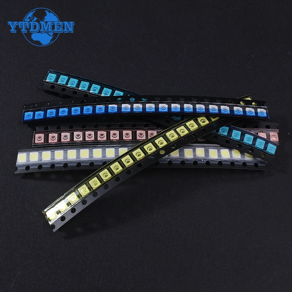 Kit surtido de LED SMD 100 de alto brillo, 200/5050 piezas, 5 colores blanco, rojo, amarillo, verde, azul, diodos emisores de luz electrónica