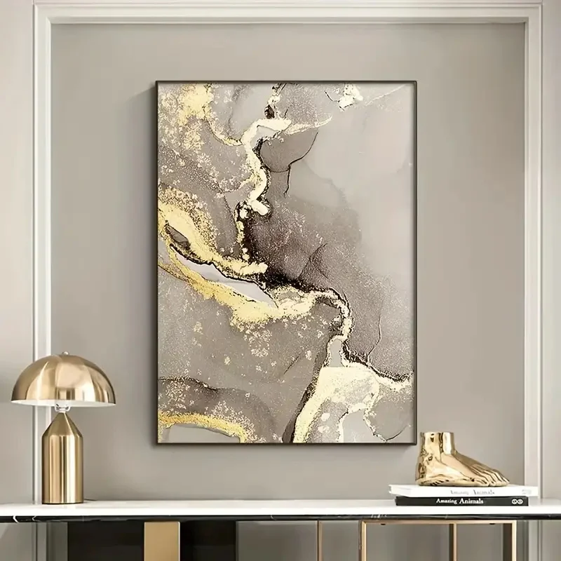 3pcs Marble Beige Golden Abstract Wall Art Posters Luxury Canvas Painting Print Pictures Modern Living Room Interior Home Decor
