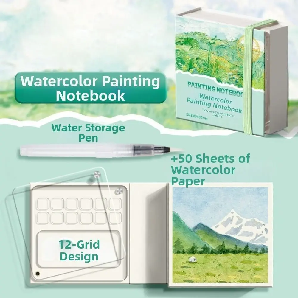 with Paint Palette Tearable Painting Book Travel Watercolor Palette Travel Paint Tray Box Watercolor Paint Book Notebook