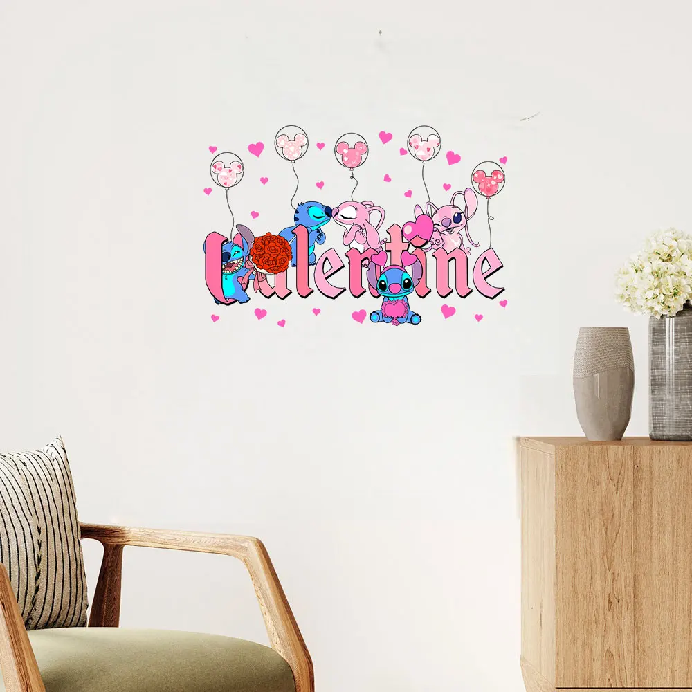 1 غرزة الملاك القلب ملصق عيد الحب الوردي رسالة ملصق الزخرفية - مناسبة للديكور المنزل، يمكن استخدامها على الداخلية، النوافذ، الشرفات، المرايا، الجدران الزخرفية #4