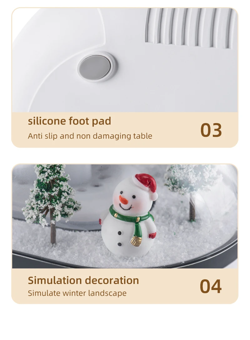 Simulierter Schneehügel-Luftbefeuchter, Schneemann-Aroma-Diffusor, Heimdekoration, kreative Schneelandschaft. Ideal für Schlafzimmer, Büro, Yo – Detail 15
