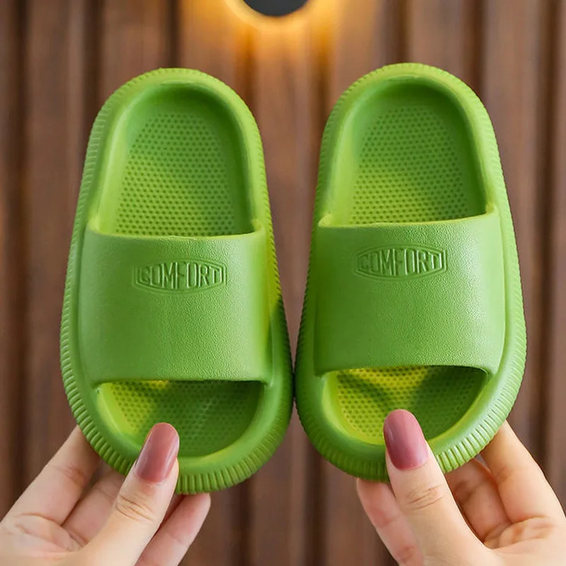 Summer Children\'s Casual Slippers Solid Color Breathable Non-Slip Home Bathroom Beach Kids Soft Slippers Boys Girls Indoor Shoes