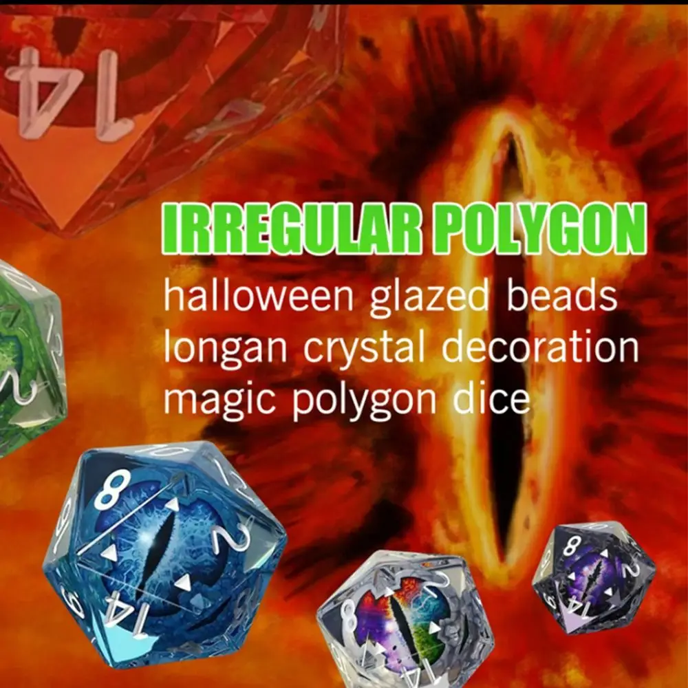 Polyhedral Crystal Dragon Eye Dice Longan Dice Resin Crafts Home Decor Ornaments Tarot Game Party Toys Desktop Entertainment