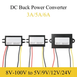 17V-100V to 12V DC Power Converter 3A 36W Buck Regulator Step-Down Voltage Plastic Case Automotive Power Supply Moudle For Car