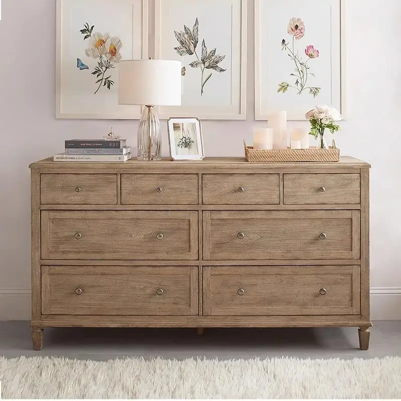 

# Wooden Wide Eight Spacious Drawers Sets 8-Drawer Dresser in Gray Oak Finish Wooden Collection^