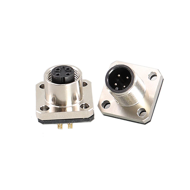 5/20 PCS M12 Series Connector Aviation Panel Back/Front Mount Flange Socket Male Female Sensor Connector IP67 Waterproof PIN