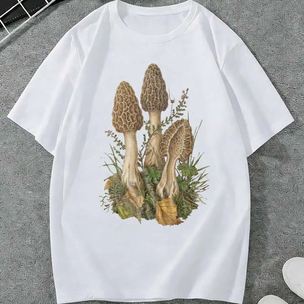 Vintage Morel Mushroom Tee Forest Forager Illustration Graphic Shirt Cottagecore Botanical Top Graphic T Shirts Harajuku Y2k Top