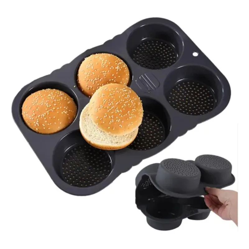 

Non-Stick Silicone Hamburger Bun Mold Heat Resistant Reusable Perforated Design for Even Baking Ideal for Homemade Buns