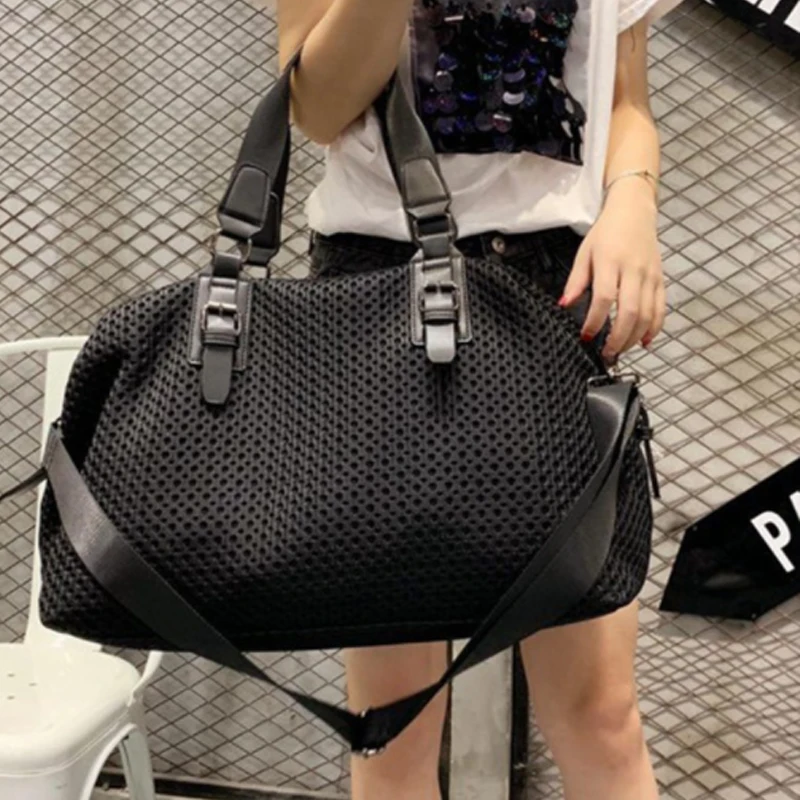 Large volume new travel bag Simple casual big bag Nylon cloth mesh shoulder bag Removable shoulder belt messenger bag