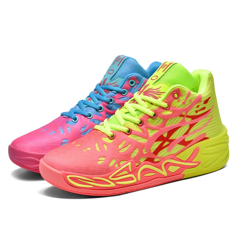 Zapatillas de baloncesto estilo Doodle: calzado deportivo de caña alta para hombre y mujer, con estampados artísticos coloridos, calzado informal