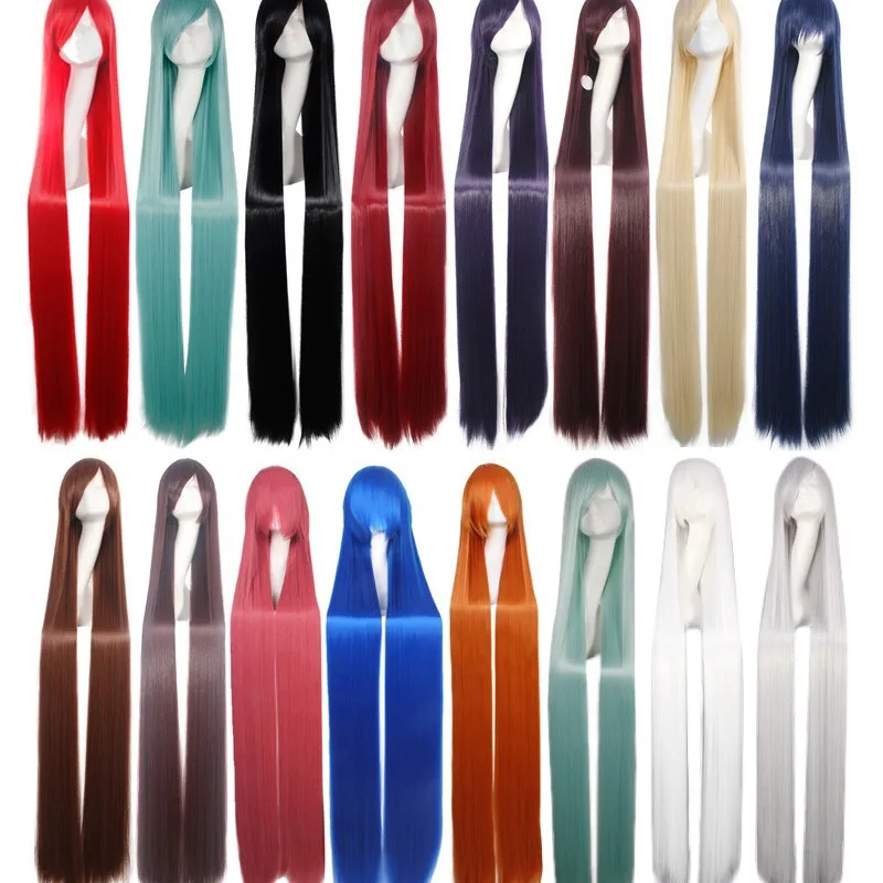 Cosplay Synthetic Wig 150cm Long Straight Colorful Costume Hair for Men Women Anime Party Roleplay Carnival Stage