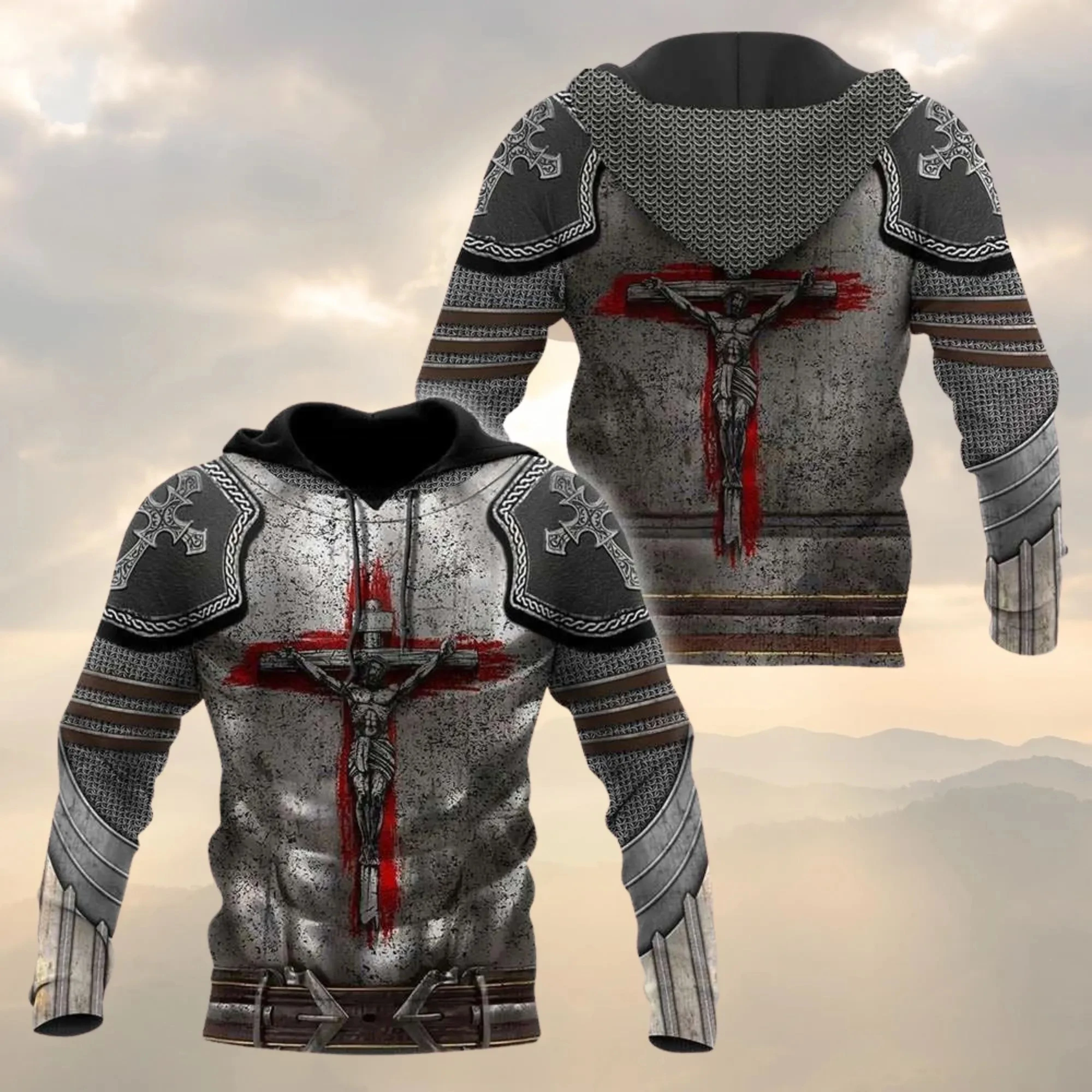3D Printing Knight Armor - هودي بتصميم درع الفارس يسوع، سترة
