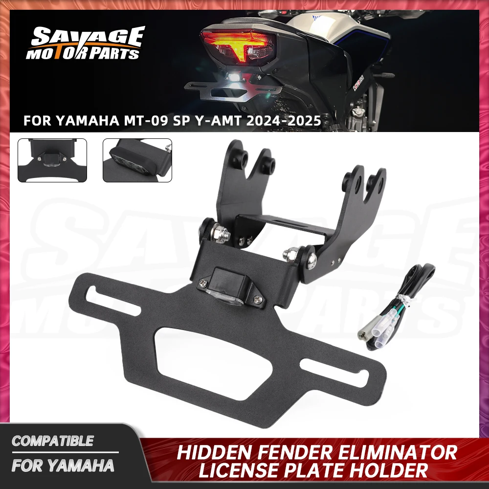 MT09 للطي لوحة ترخيص حامل لياماها MT-09 SP MT 09 Y-AMT 2024-2025 قابل للتعديل مصباح ليد الذيل مرتب الحاجز مزيل