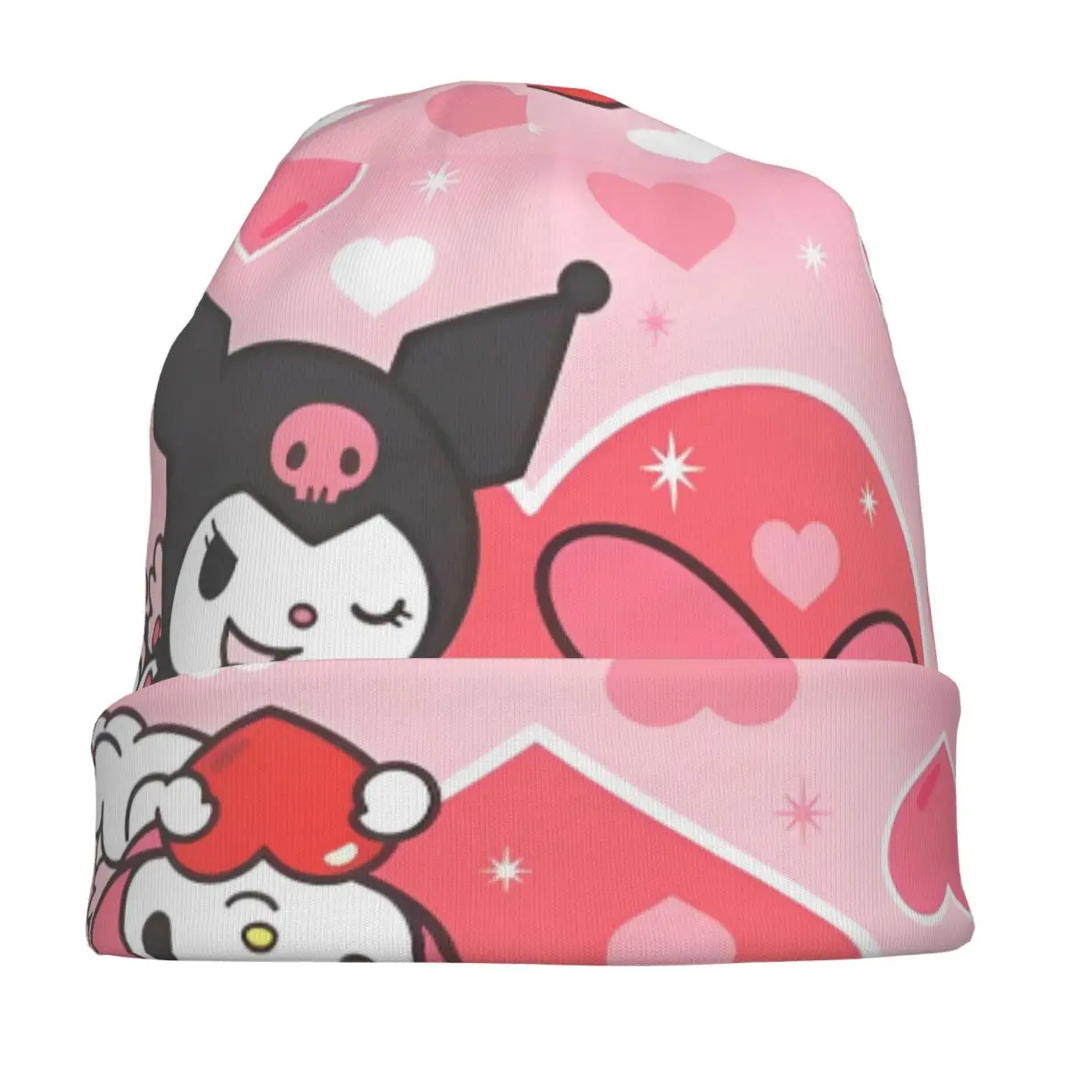 愛らしいクロミとマイメロディのボンネットハット、秋冬のストリートスカルキャップ、ビーニー帽、サンリオ、男女兼用、春の多機能キャップ