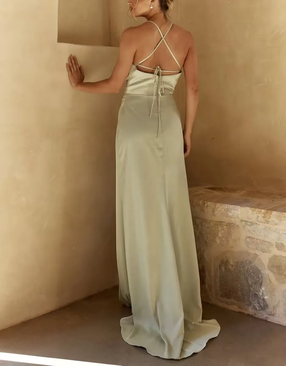 Vestido de Graduación Personalizado con Espalda Descubierta y Sin Mangas para Mujer Juvenil, Vestidos de Invitada para Bodas, Vestido Serene Hill 2026
