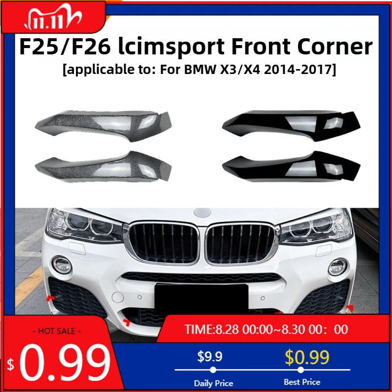 

Горячие украшения, подходящие для BMW X3 X4 F25 F26 Sport 2014-2017, угловой передний бампер, автомобильная наклейка, внешняя модификация, аксессуары Int