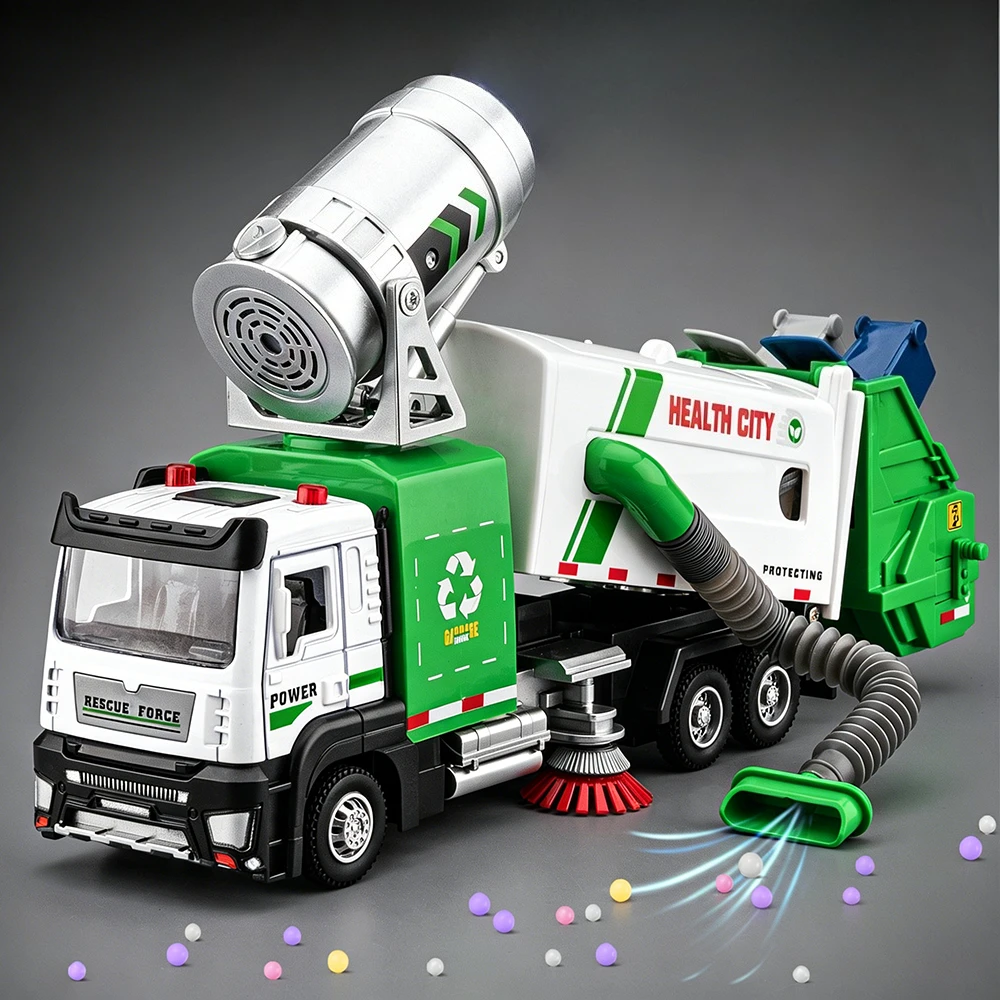 1:32 Vakuum-Kehrmaschinenfahrzeug, Urbaner Anti-Dunst-LKW, Modellautos aus Legierung, Spielzeugautos mit Gummireifen, Rückziehfahrzeuge, Geschenke für Freunde