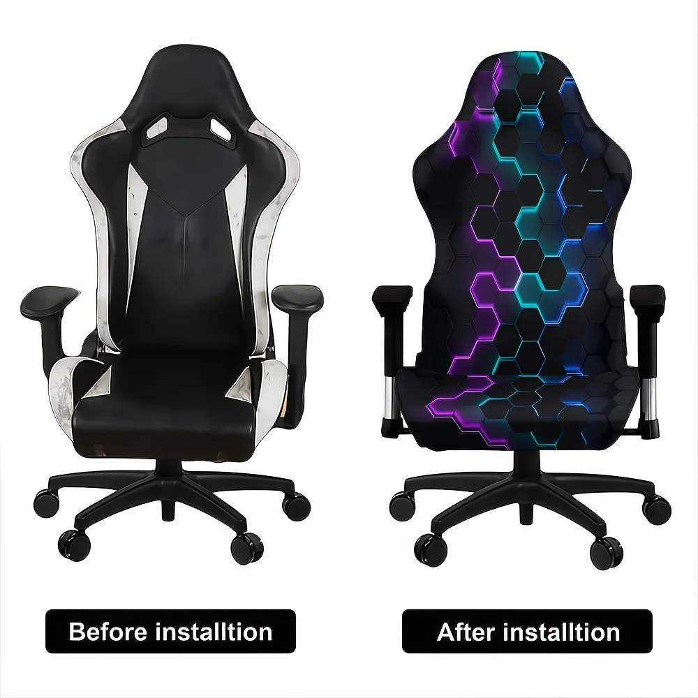 Glowing Gaming Chair Cover Home Decoration Computer Game Chair Slipcovers Stretchy Polyester Reclining Racing Gaming Chair Cover