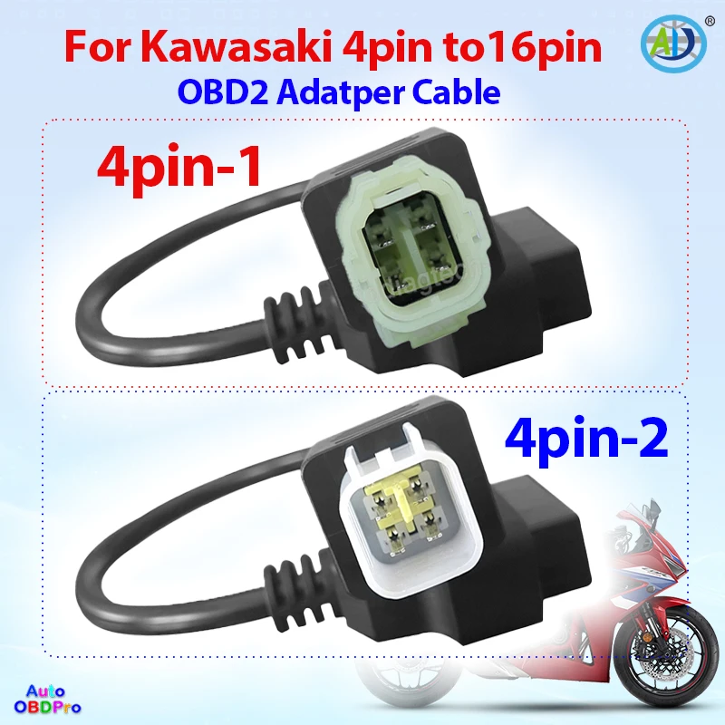 

For Kawasaki 4Pin To OBD2 Diagnostic Cable Motorcycle OBDII Adapter Connector Cable for Ninja for ER6N EX650F Z250 Z650 Z1000