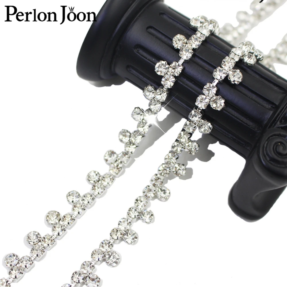 1yards Simple silver DOT SS24 rhinestone trim cup chain decoration crystal chain clothing shoes decoration accessories ML142