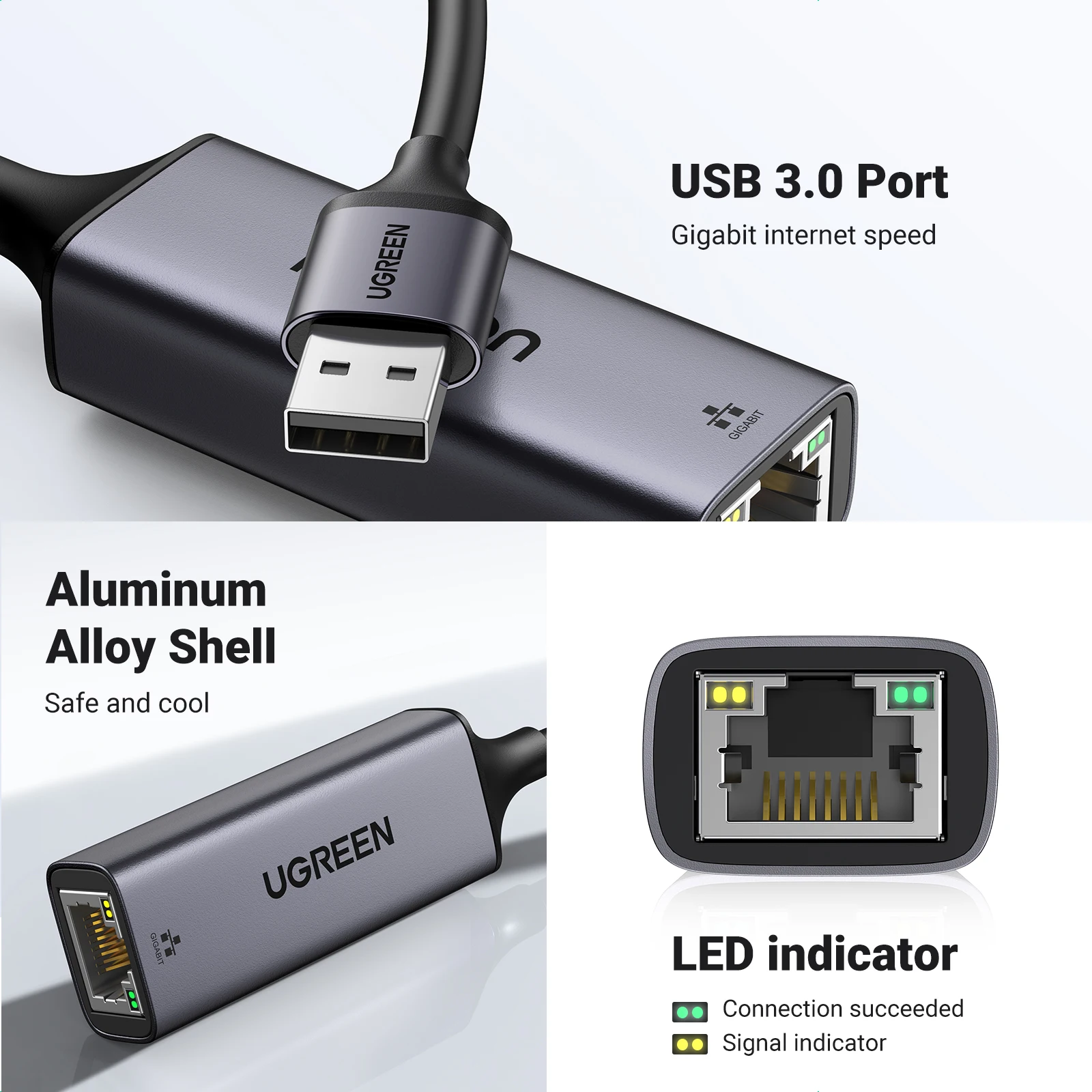 UGREEN USB A محول إيثرنت 1Gbps جيجابت RJ45 إلى USB3.0 شبكة دونغل لأجهزة الكمبيوتر المحمول ماك بوك ملحقات iPad التوصيل والتشغيل #5