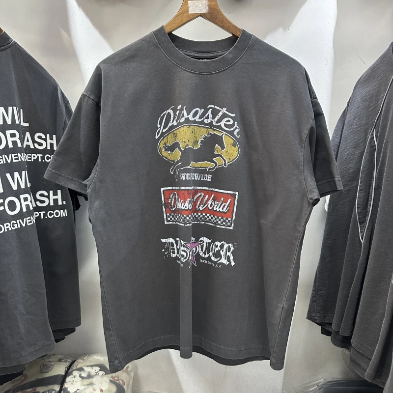 

Футболка FGSS с винтажным принтом и эффектом потертости, свободного кроя, с коротким рукавом, летняя новинка 2026 года, оригинальный модный бренд, парная футболка из хлопка