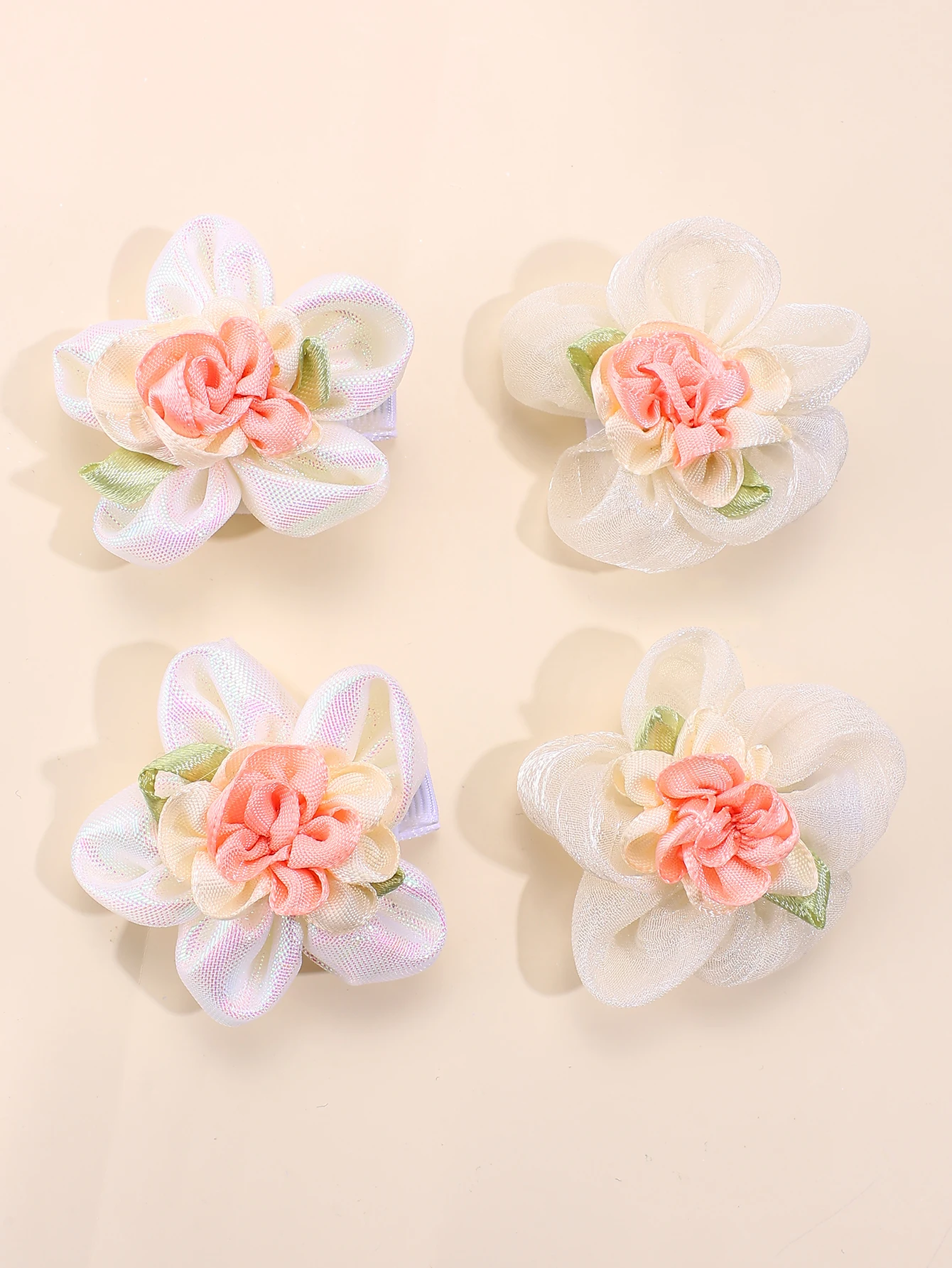 4pc/set Flower Hair Clips for Girls Peony Flower All-inclusive Hairpin Spring and Summer Hair Accessories Kids Headwear