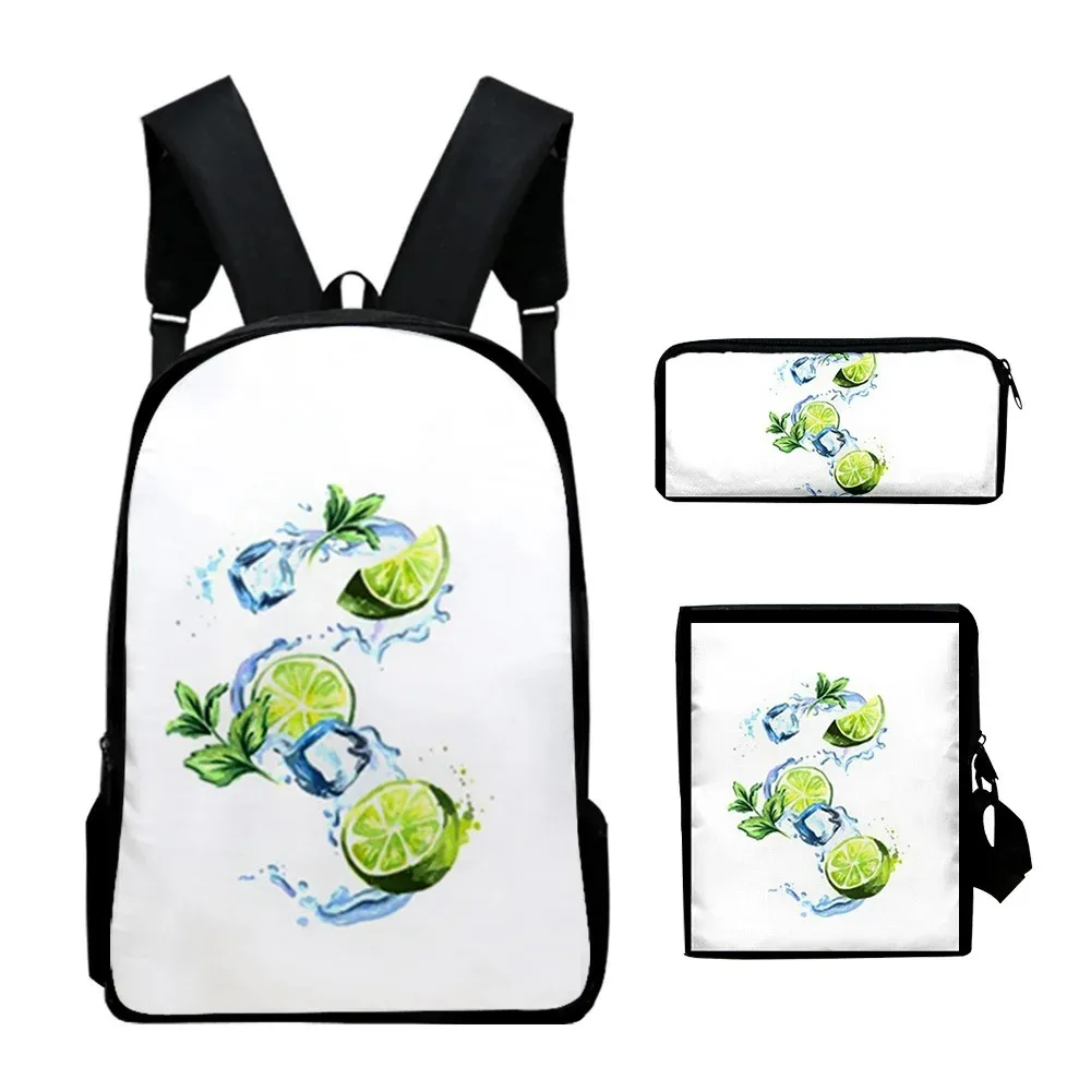 Backpack with 3d lemon printing, 3pcs/set, for school, laptop, laptop, backpack, shoulder bag, case, popular, harajuku