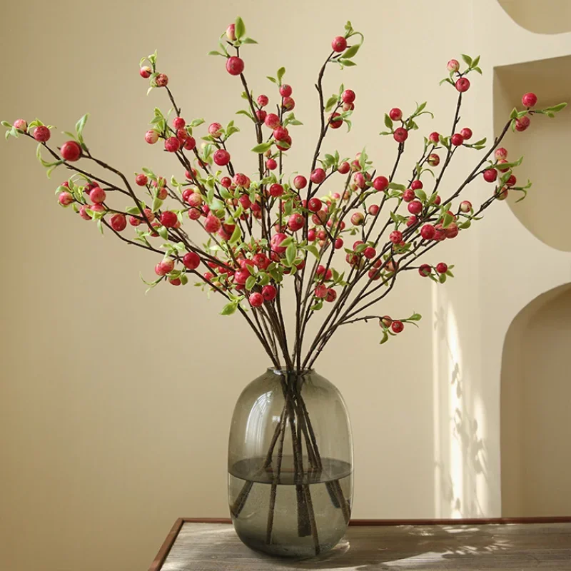 72cm Artificial Single Branch Mini Apple Wedding Flower Light Luxury Home Hotel Restaurant Decoration Flower Arrangement