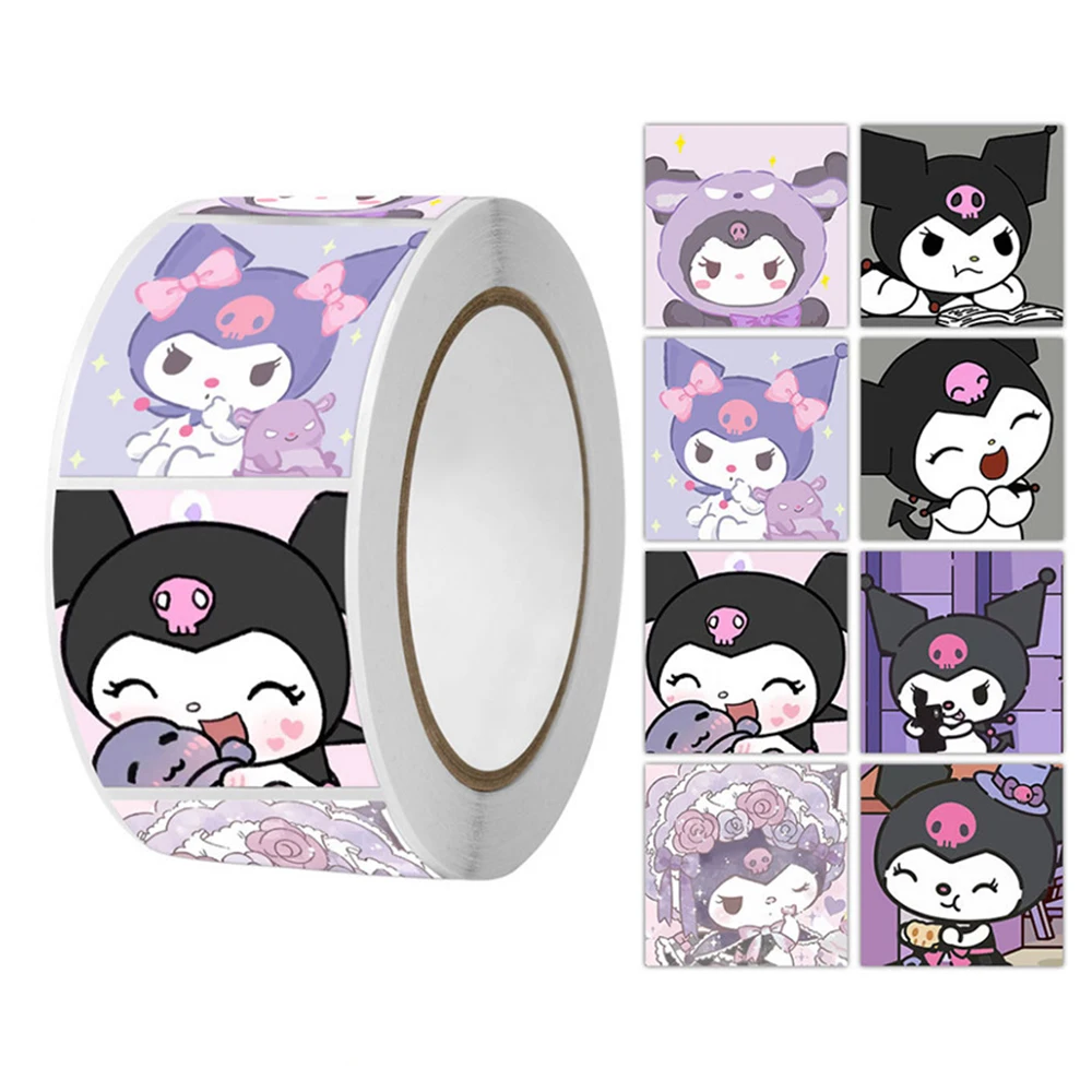 500PCS Kawaii Anime My Melody Hello Kitty Kuromi Stickers Roll Sanrio Anime Sealing Labels Kids Reward Sticker Decoration Decals