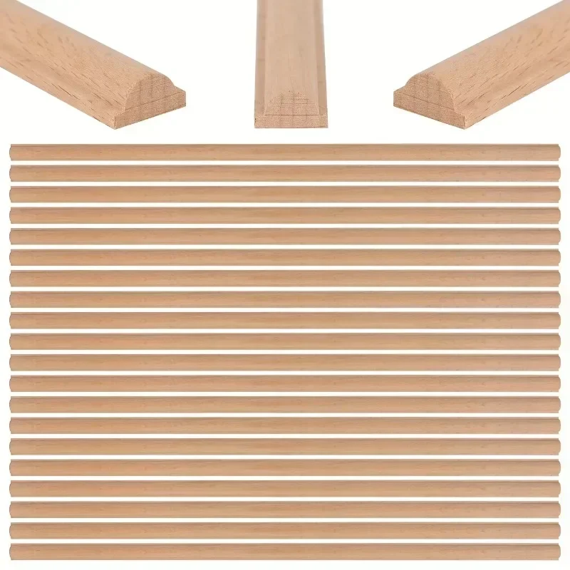 2026 new model semicircular button wooden decorative strips unfinished smooth wood trim for home cabinet refurbishment