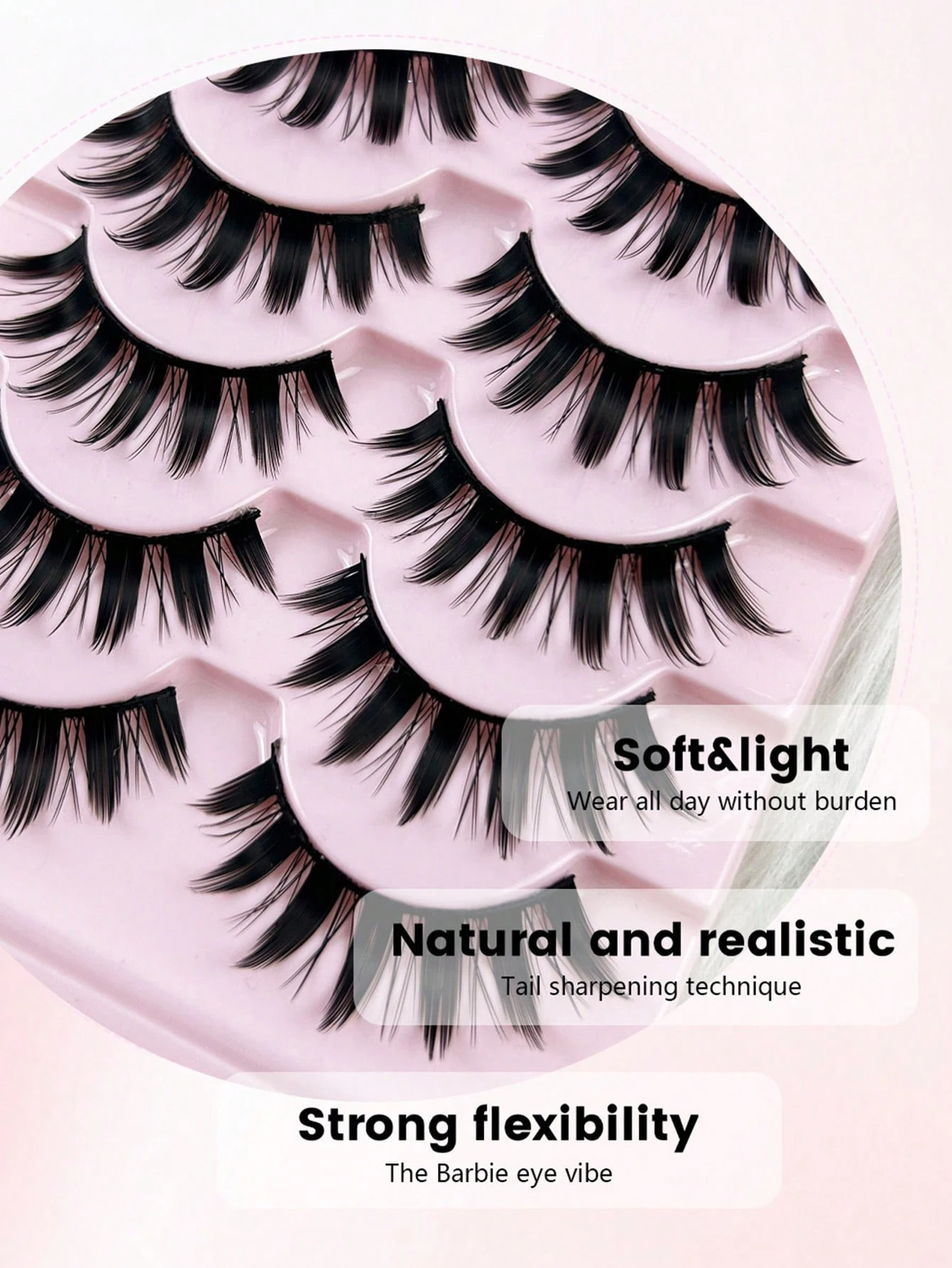 5 pares de cílios postiços estilo cômico de cauda afiada dramática – maquiagem de olhos de boneca grossa, adequada para dramatização e uso diário, leve