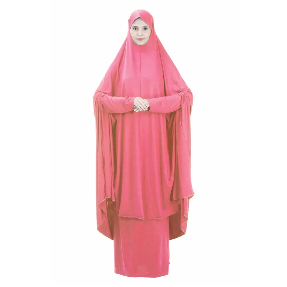 

Eid Caftan Khimar Muslim Women Modest Traditional Clothing Set Prayer Dress Islamic Abaya Overhead Ramadan Kaftan Robe Skirt 2PC