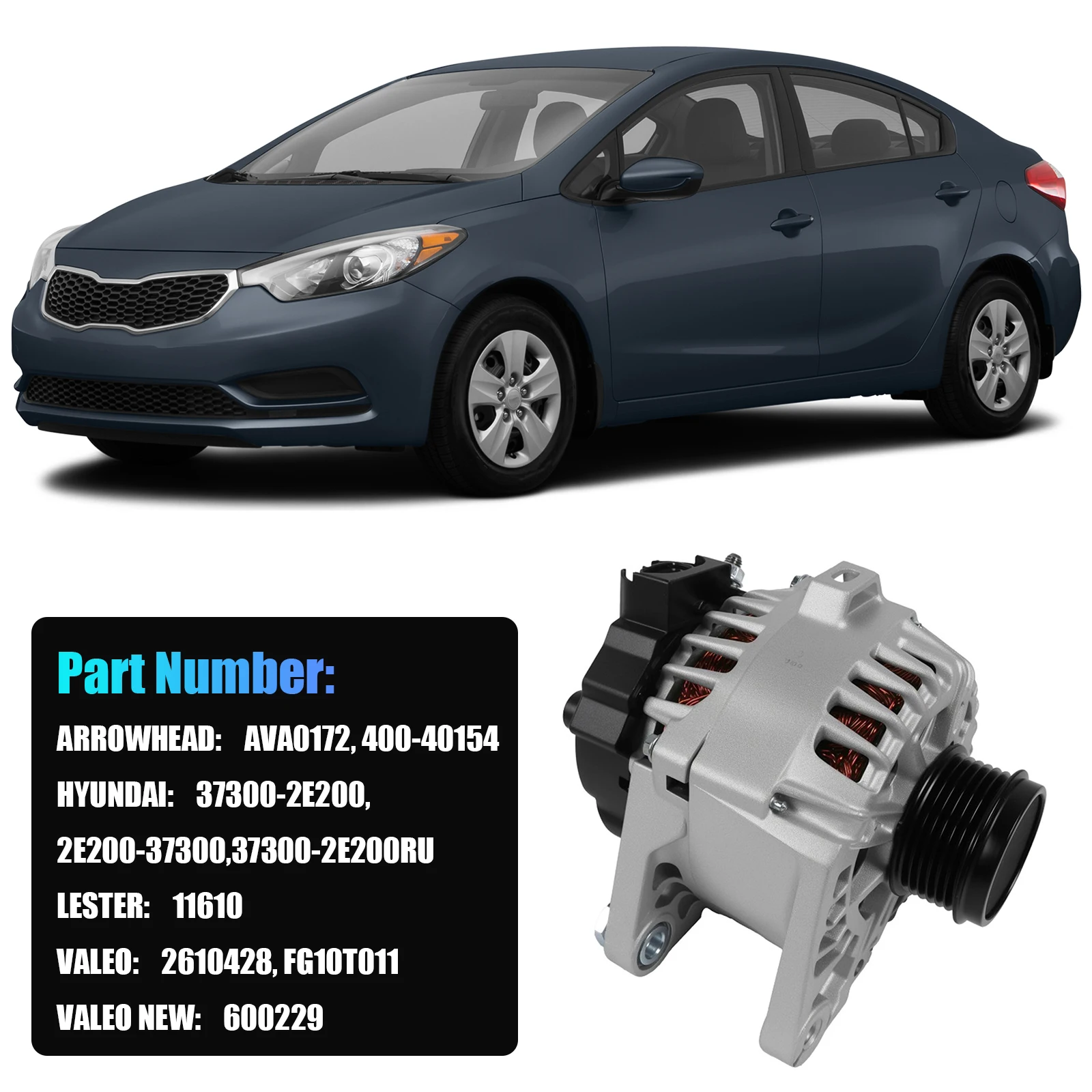 1 Pcs Generator Assembly For Hyundai Elantra 2011-2016 1.8L, 2014-2017 2.0L 90 Amp 11610