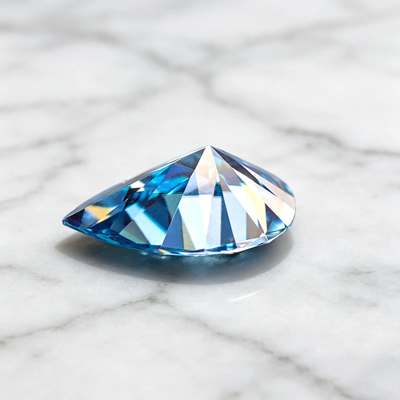 Moissanite Stone Pear Cut Sapphire Blue Color Charms Gemstone for Jewelry Making Materials Pass Diamond Tester with Certificate