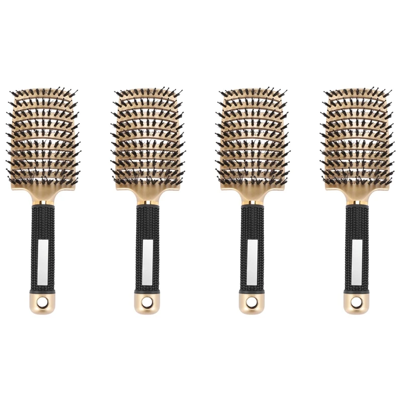 

Boar Bristle Hair Brush-Curved And Vented Detangling Hair Brush For Women Long,Thick, 4 Pcs