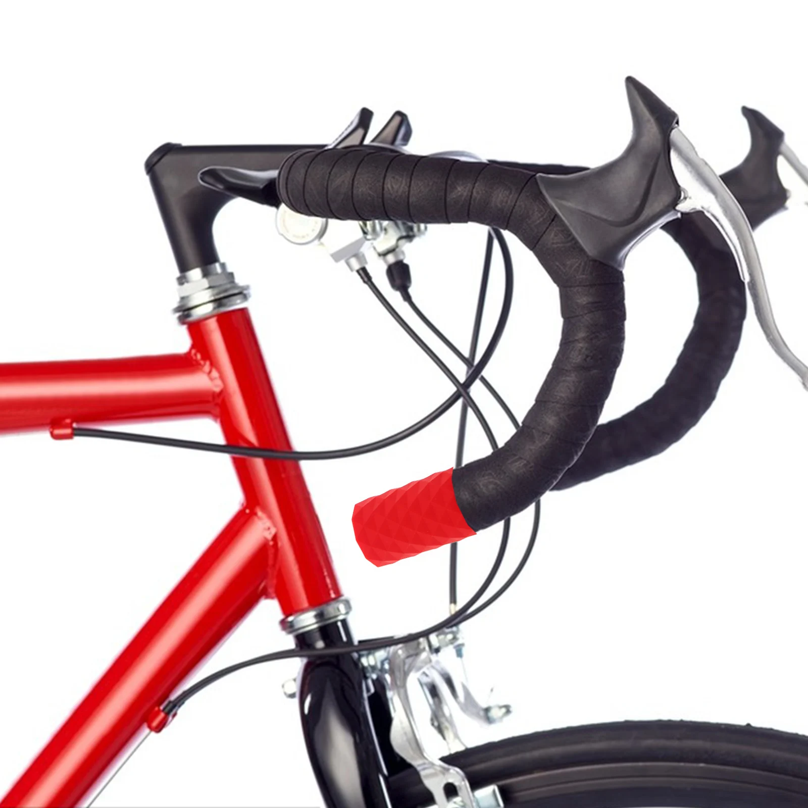 1 Pair Red Silicone Grips Non-Slip Comfortable Bike Handlebar Tapes For Road Mountain Bicycle Cycling Handlebar Sleeves