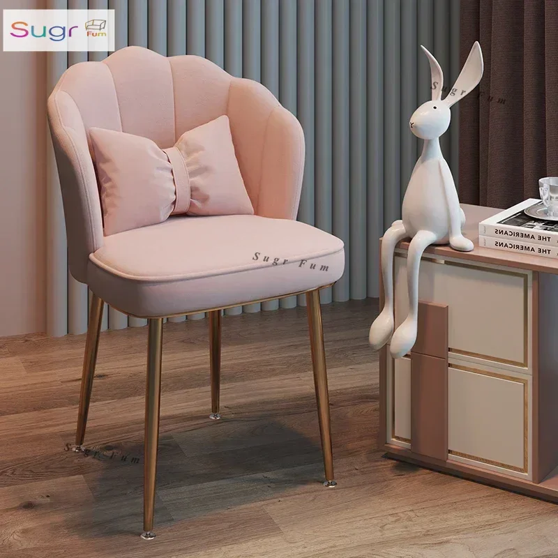 

Makeup chair backrest modern simple bedroom dresser chair Internet celebrity light luxury girls petals manicure stool home