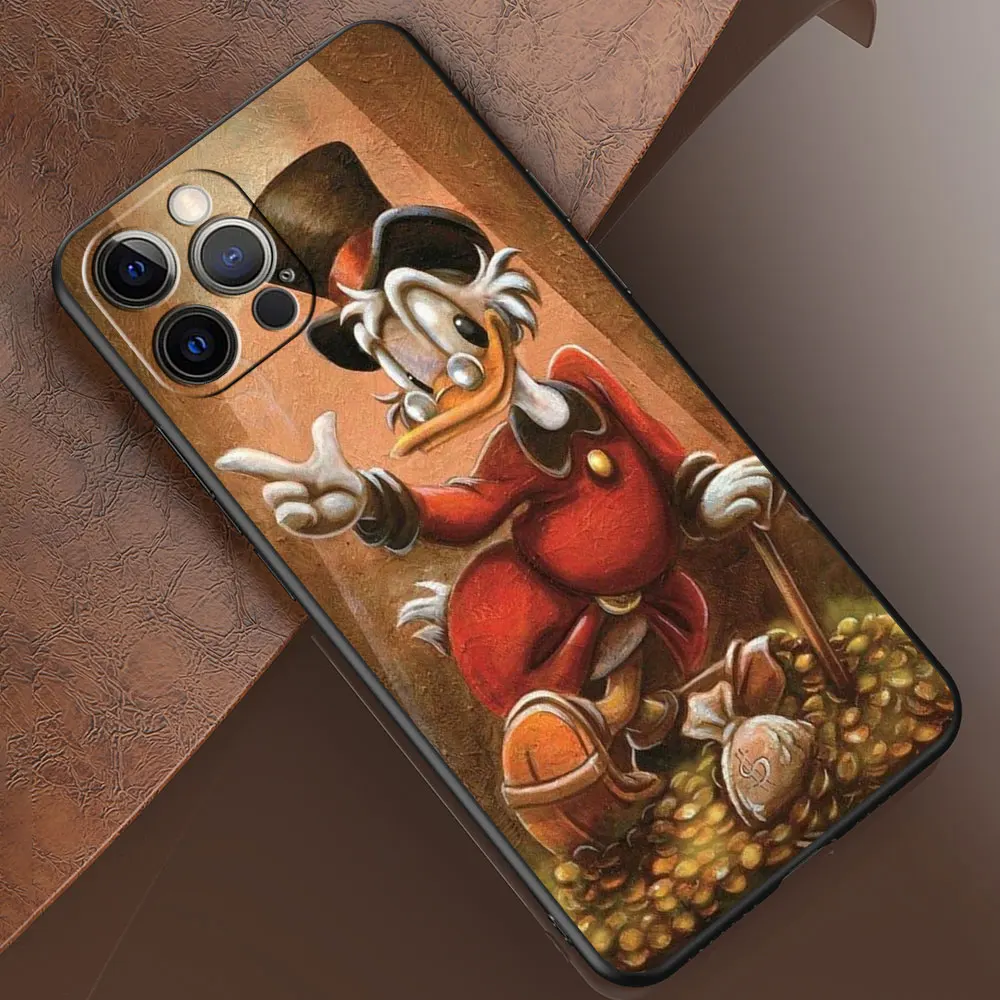 Cute Cartoon Donald Duck Case For Apple iPhone 11 13 14 15 Pro Max 12 Mini 8 7 Plus XR X XS 6 Black Shell Funda TPU Phone Cover image 5