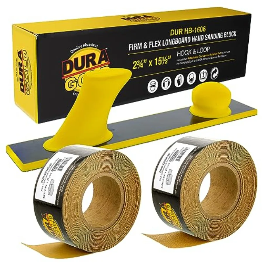 

Блок для ручной шлифовки Dura-Gold Pro Series Firm and Flex Longboard с креплением на липучке и адаптером PSA, зернистость 80 и 180