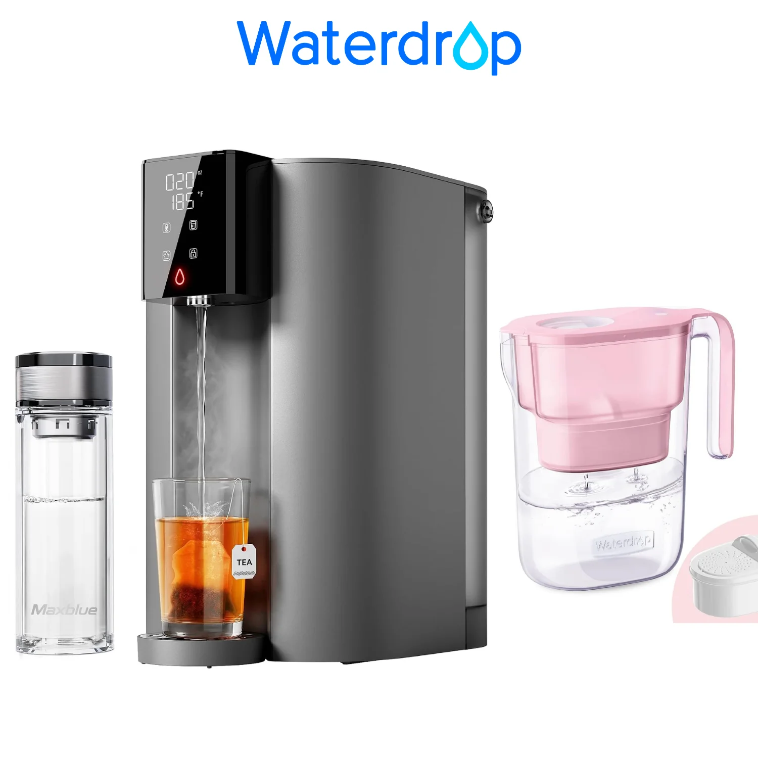 Waterdrop C1H Countertop Reverse Osmosis System, 6 Stage Instant Hot RO Water Filter, , Including Water Filter Pitcher