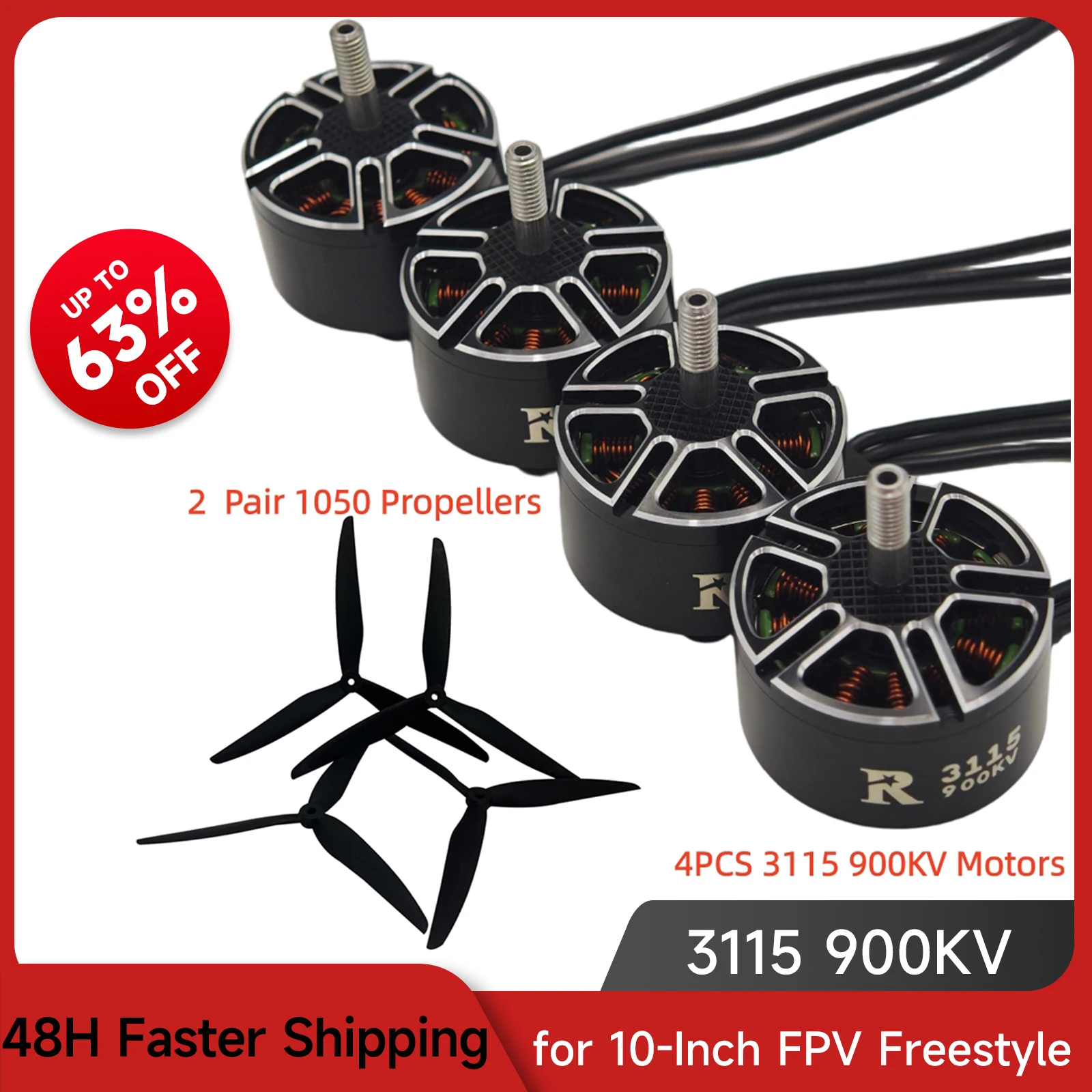 

XFlight Hobby 3115 900kv Brushless Motors with 1050 Propellers for RC Multirotor X-Class FPV Drone Freestyle DIY Part Kit