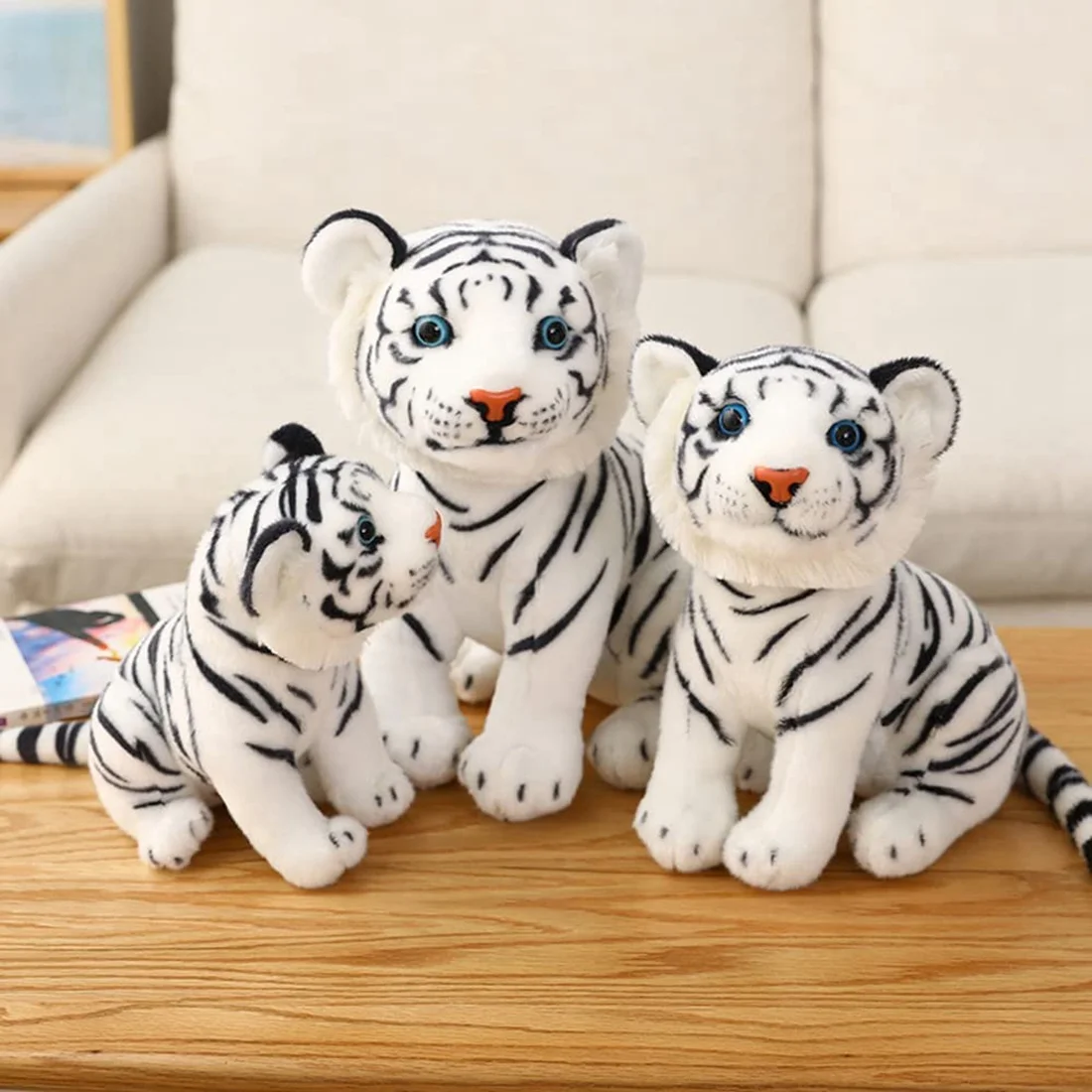 Tiger Plush Toy Stuffed Animal Plush Cat-Cute and Lifelike Tiger Stuffed Animal Toys for Children 23CM Yellow